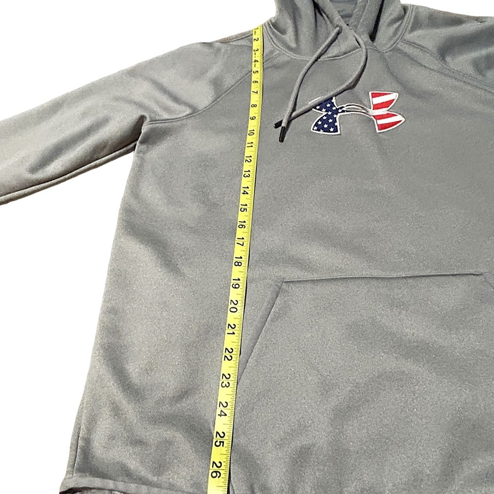 Under Armour Gray USA Flag Logo Hoodie Large - Picture 7 of 15